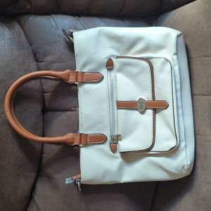 Company purse, medium, white and brown